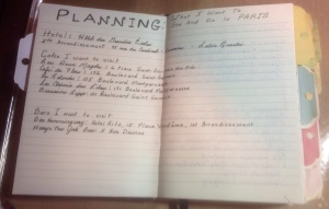 Planning section of my Paris Journal